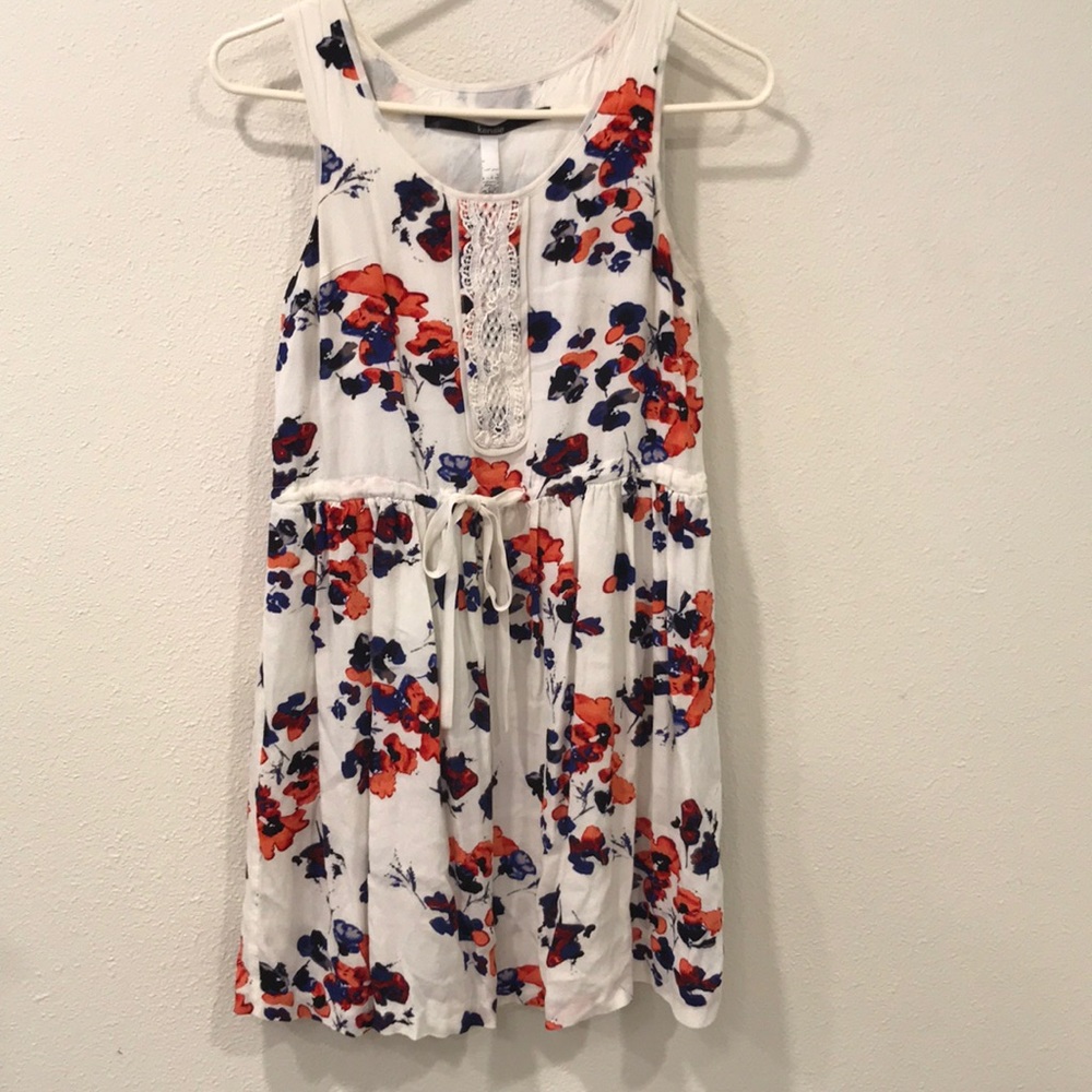 White with red and blue flowers dress